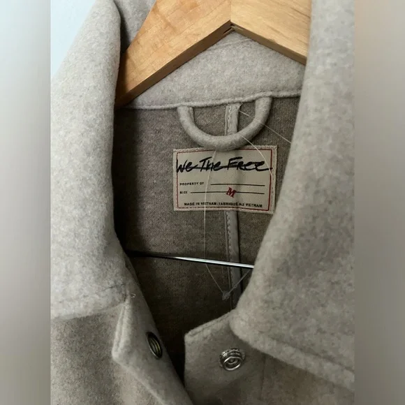 NWOT FREE PEOPLE WE THE FREE Lola Shirt Jacket | Beige/Melange MSRP $168 - Picture 9 of 11
